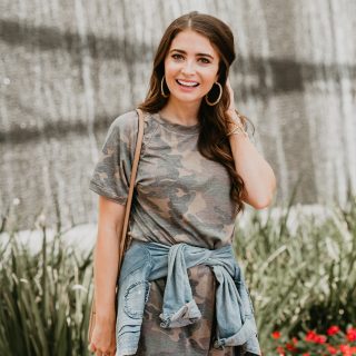 Fall camo outfits styled on top Orange County fashion blog, Maxie Elise