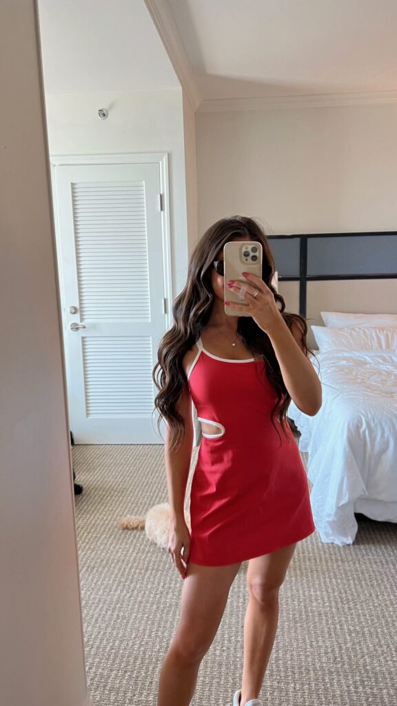 Red athletic dress with cutouts