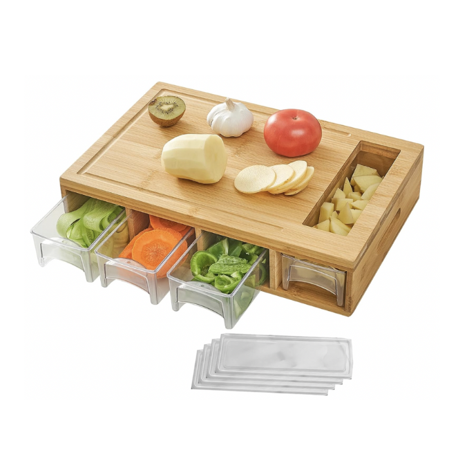 Bamboo Cutting Board with container