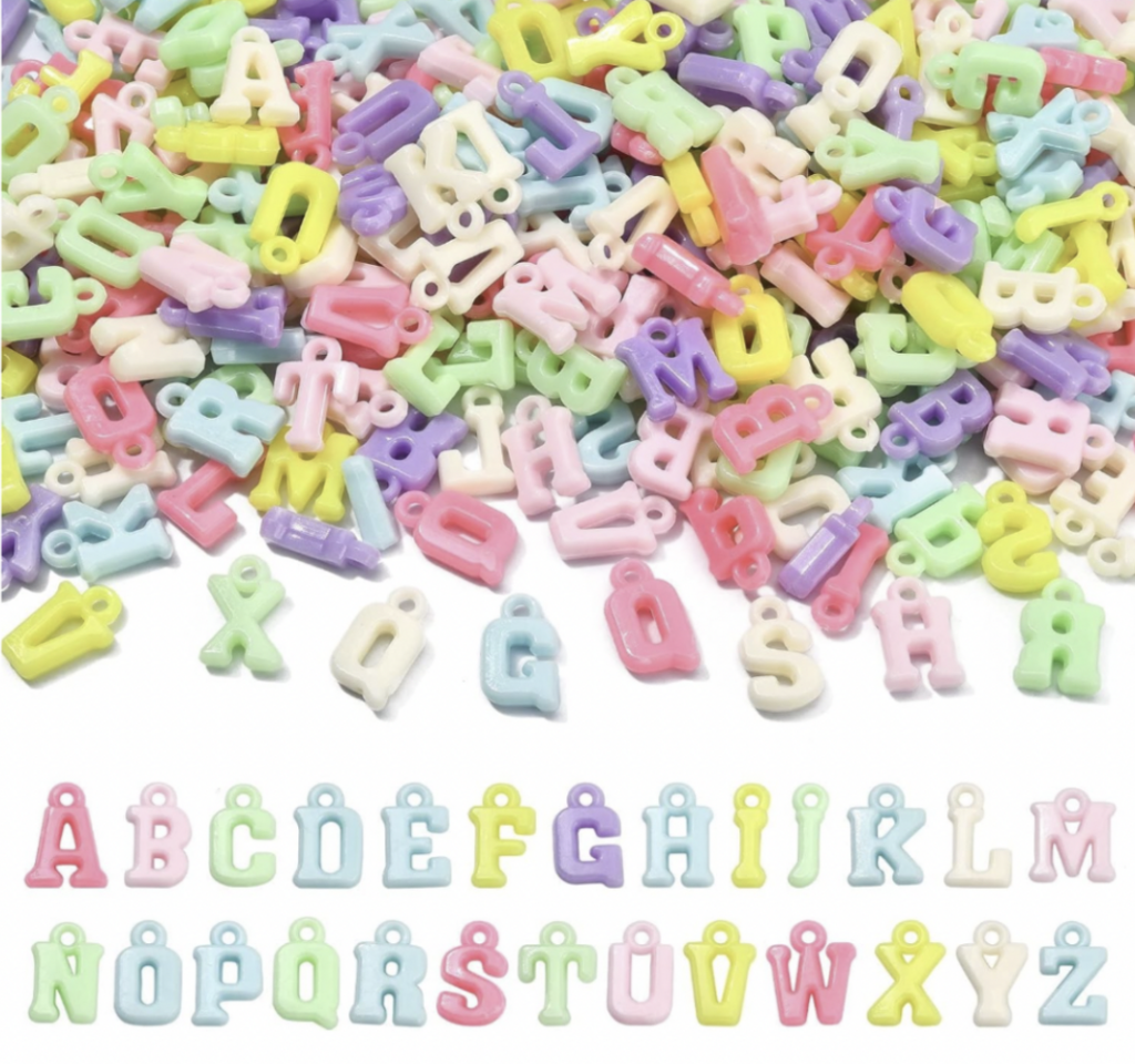 Acrylic Mixed Letters Charm