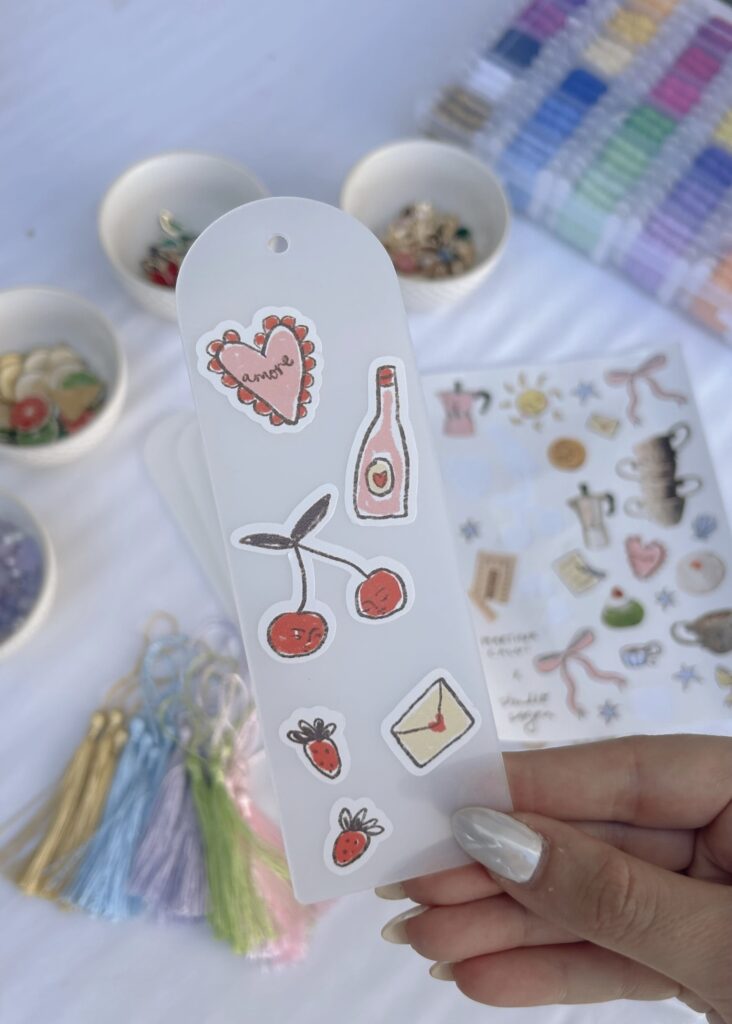 decorate with stickers | How to Make Cute Bookmarks
