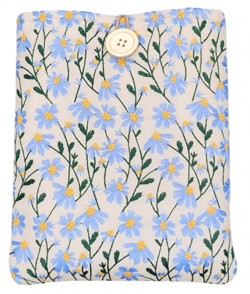 Daisy Embroidered Canvas Book Sleeve