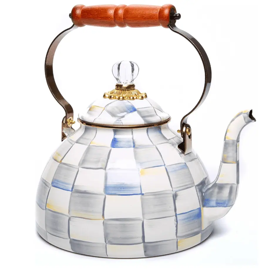 check Enamel Tea Kettle