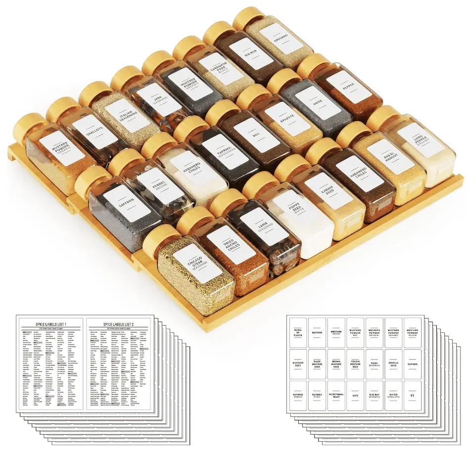 SpaceAid Bamboo Spice Drawer Organizer