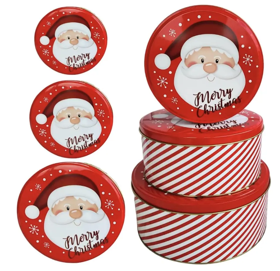 et of 3 Round Nesting Tins with Lids