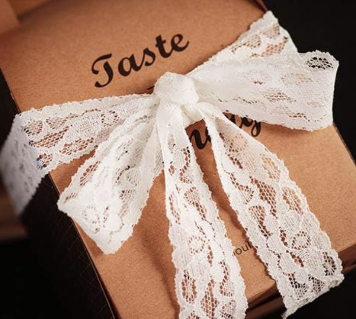 Elastic Floral Pattern White Lace Ribbon