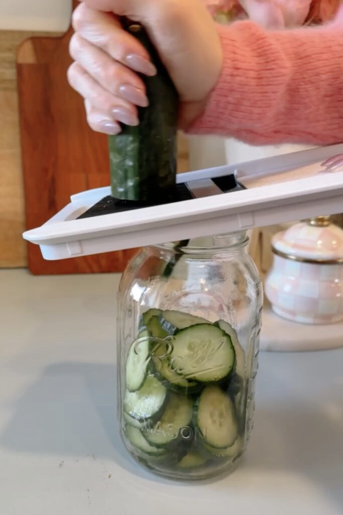 thinly slice cucumber