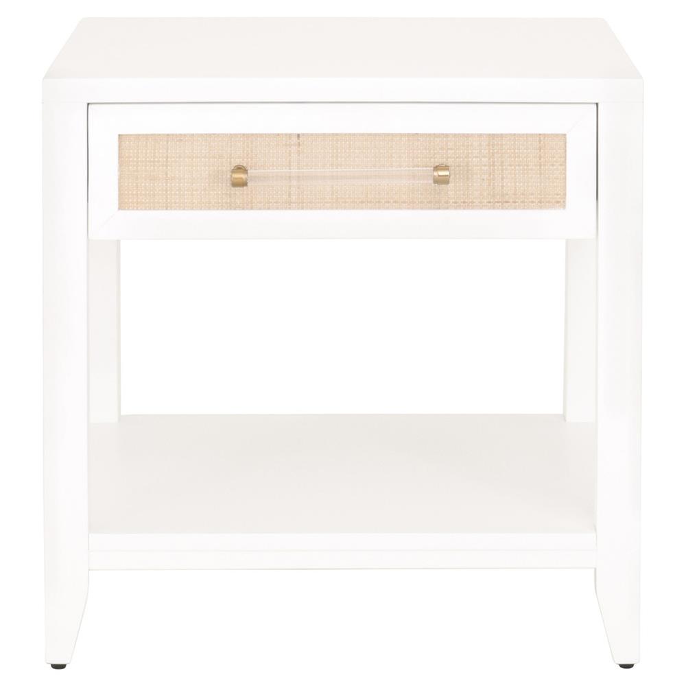 Rattan White Frame Side Table